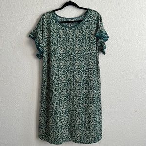 Max Studio Short-sleeve Green & Yellow Dress 🌸🌺🌸